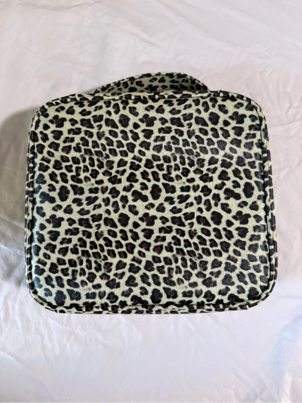 Lokass Leopard Print Makeup Train Case Travel Cosmetic Bag Organizer Pink Stripe